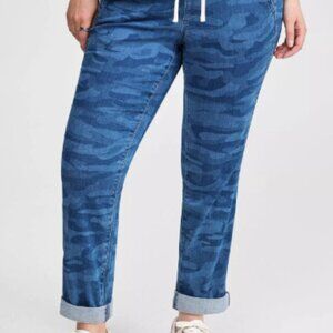 Torrid Boyfriend Mid Rise Blue Camo Jeans